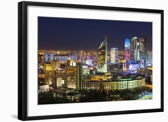 The City Center and Central Business District at Night, Astana, Kazakhstan, Central Asia-Gavin Hellier-Framed Photographic Print