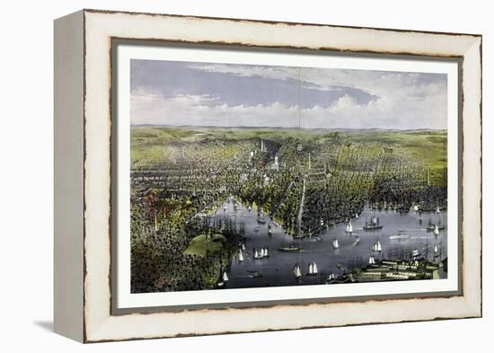 The City of Baltimore, Circa 1880, USA, America-Currier & Ives-Framed Premier Image Canvas