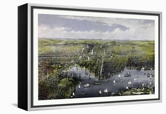 The City of Baltimore, Circa 1880, USA, America-Currier & Ives-Framed Premier Image Canvas