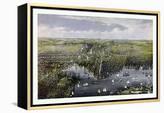 The City of Baltimore, Circa 1880, USA, America-Currier & Ives-Framed Premier Image Canvas