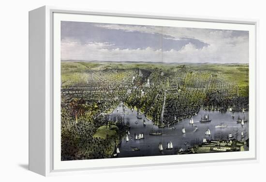 The City of Baltimore, Circa 1880, USA, America-Currier & Ives-Framed Premier Image Canvas