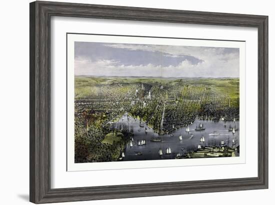 The City of Baltimore, Circa 1880, USA, America-Currier & Ives-Framed Giclee Print