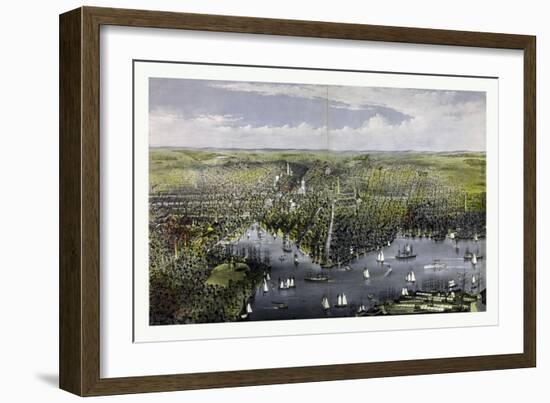 The City of Baltimore, Circa 1880, USA, America-Currier & Ives-Framed Giclee Print