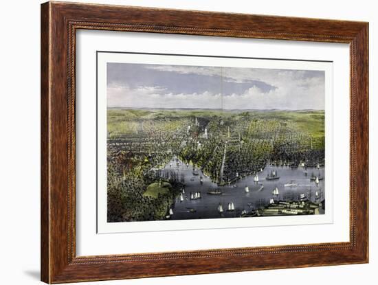 The City of Baltimore, Circa 1880, USA, America-Currier & Ives-Framed Giclee Print