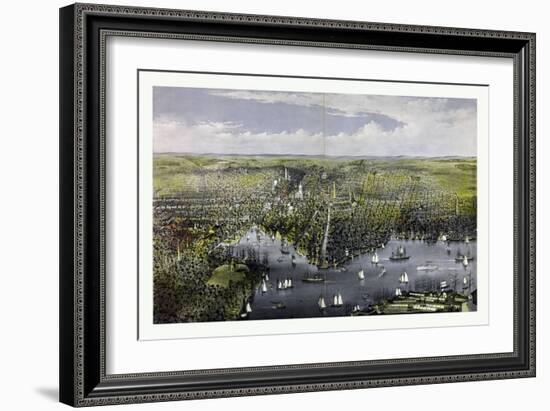 The City of Baltimore, Circa 1880, USA, America-Currier & Ives-Framed Giclee Print