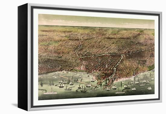 The City of Chicago, Circa 1892, USA, America-Currier & Ives-Framed Premier Image Canvas