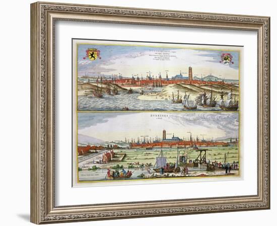 The City of Dunkirk During the Spanish Occupation, Published in Amsterdam, 1649-Joan Blaeu-Framed Giclee Print