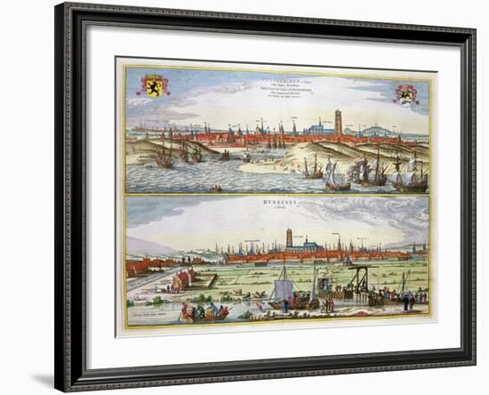 The City of Dunkirk During the Spanish Occupation, Published in Amsterdam, 1649-Joan Blaeu-Framed Giclee Print