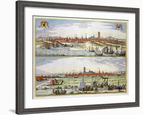 The City of Dunkirk During the Spanish Occupation, Published in Amsterdam, 1649-Joan Blaeu-Framed Giclee Print