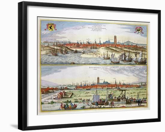 The City of Dunkirk During the Spanish Occupation, Published in Amsterdam, 1649-Joan Blaeu-Framed Giclee Print