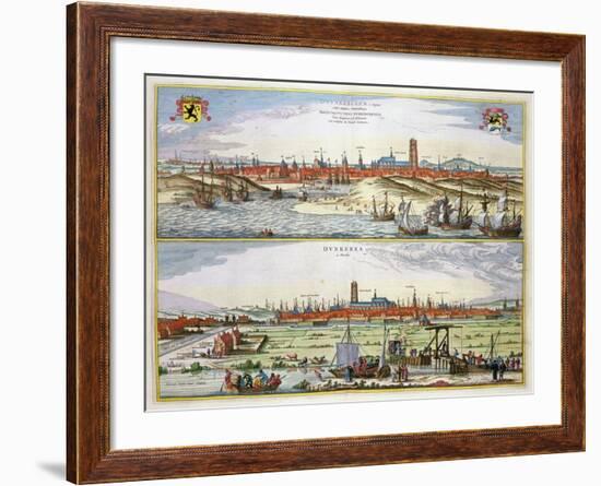 The City of Dunkirk During the Spanish Occupation, Published in Amsterdam, 1649-Joan Blaeu-Framed Giclee Print
