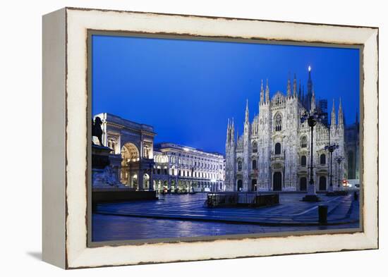 The City of Milan, the Huge Duomo Cathedral and the Centre of the City-David Churchill-Framed Premier Image Canvas