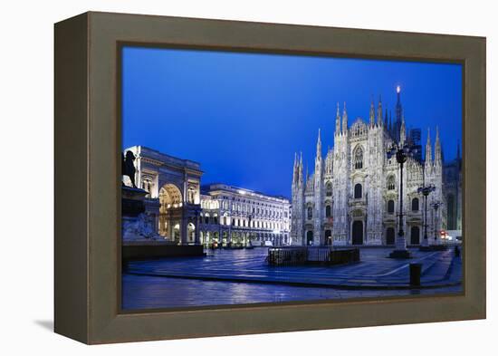 The City of Milan, the Huge Duomo Cathedral and the Centre of the City-David Churchill-Framed Premier Image Canvas