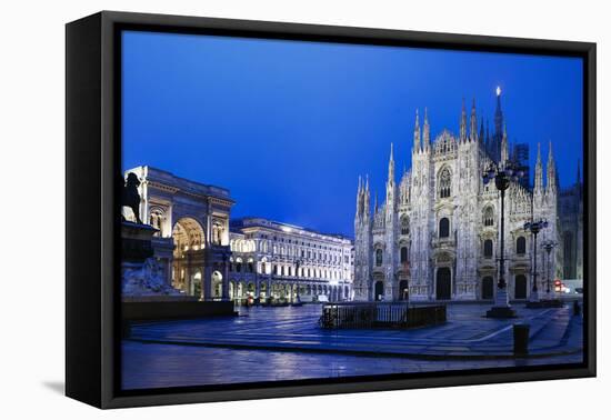 The City of Milan, the Huge Duomo Cathedral and the Centre of the City-David Churchill-Framed Premier Image Canvas