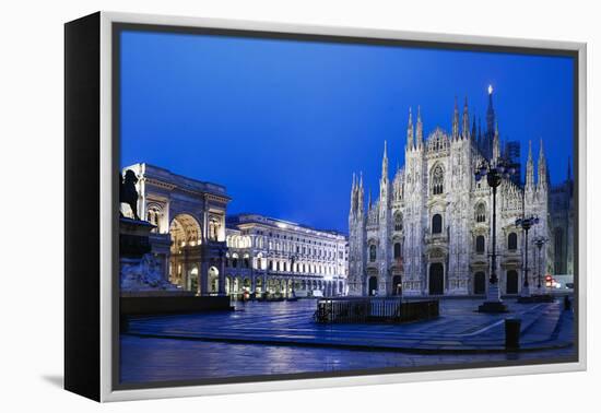 The City of Milan, the Huge Duomo Cathedral and the Centre of the City-David Churchill-Framed Premier Image Canvas