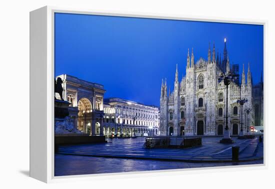 The City of Milan, the Huge Duomo Cathedral and the Centre of the City-David Churchill-Framed Premier Image Canvas