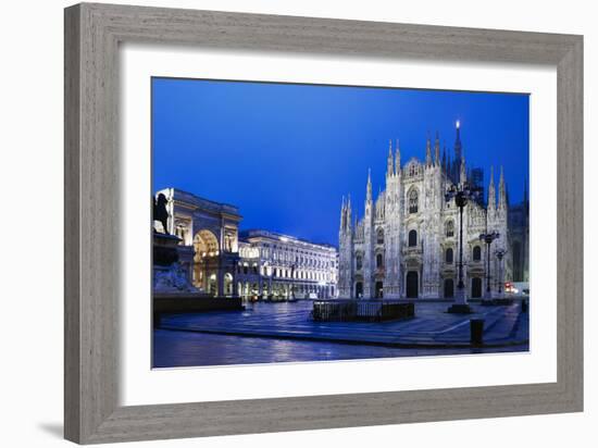 The City of Milan, the Huge Duomo Cathedral and the Centre of the City-David Churchill-Framed Photographic Print