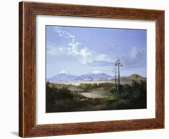 The City of Puebla with Volcanoes, 1879-Salvador Murillo-Framed Giclee Print