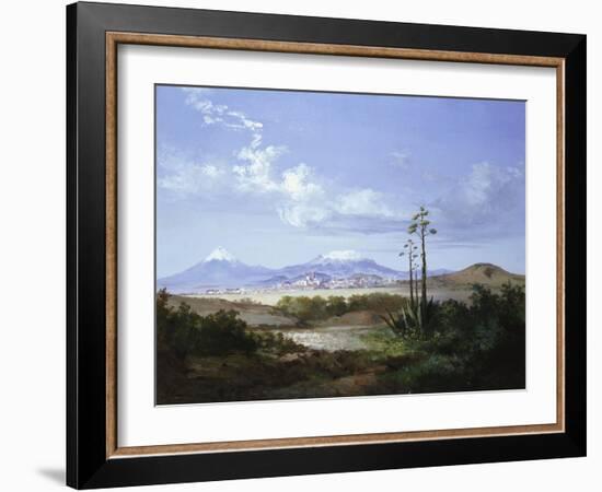 The City of Puebla with Volcanoes, 1879-Salvador Murillo-Framed Giclee Print