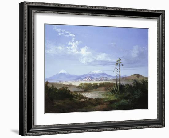 The City of Puebla with Volcanoes, 1879-Salvador Murillo-Framed Giclee Print