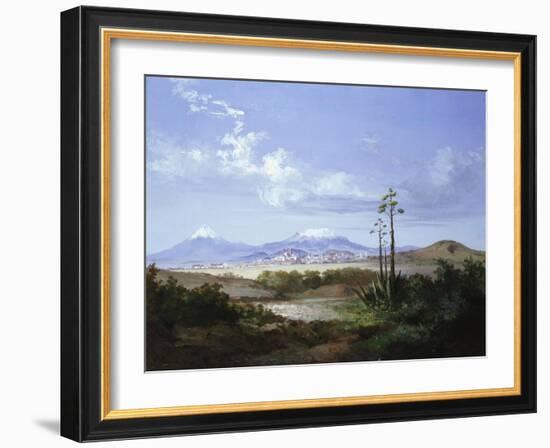 The City of Puebla with Volcanoes, 1879-Salvador Murillo-Framed Giclee Print
