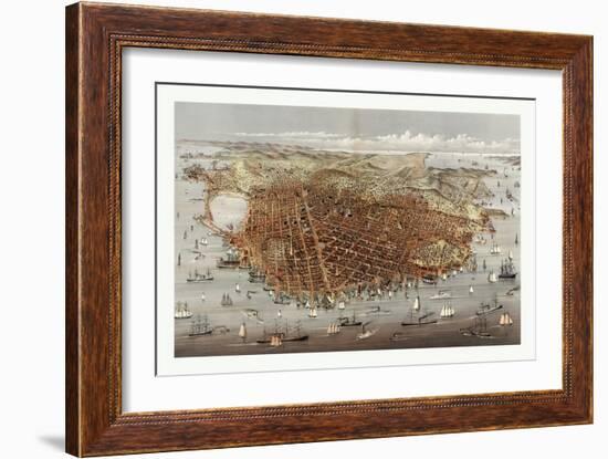 The City of San Francisco. Birds Eye View from the Bay Looking South-West, Circa 1878, USA, America-Currier & Ives-Framed Giclee Print