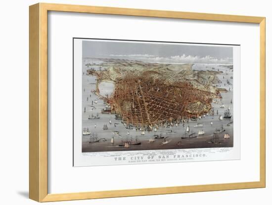 The City of San Francisco. Birds Eye View from the Bay Looking South-West-Currier & Ives-Framed Art Print