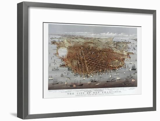 The City of San Francisco. Birds Eye View from the Bay Looking South-West-Currier & Ives-Framed Art Print