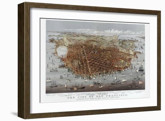 The City of San Francisco. Birds Eye View from the Bay Looking South-West-Currier & Ives-Framed Art Print