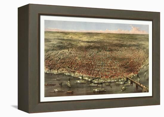 The City of St. Louis, Circa 1874-Currier & Ives-Framed Premier Image Canvas