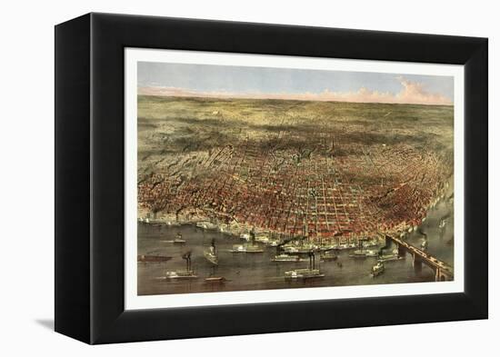 The City of St. Louis, Circa 1874-Currier & Ives-Framed Premier Image Canvas
