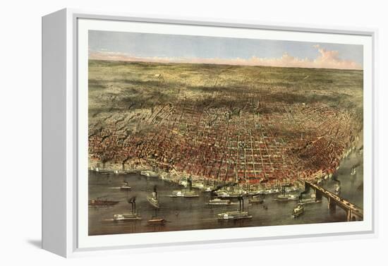 The City of St. Louis, Circa 1874-Currier & Ives-Framed Premier Image Canvas