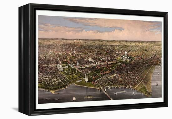 The City of Washington Birds Eye View from the Potomac, Looking North, Circa 1880, USA, America-Currier & Ives-Framed Premier Image Canvas