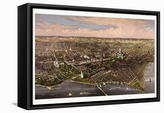 The City of Washington Birds Eye View from the Potomac, Looking North, Circa 1880, USA, America-Currier & Ives-Framed Premier Image Canvas