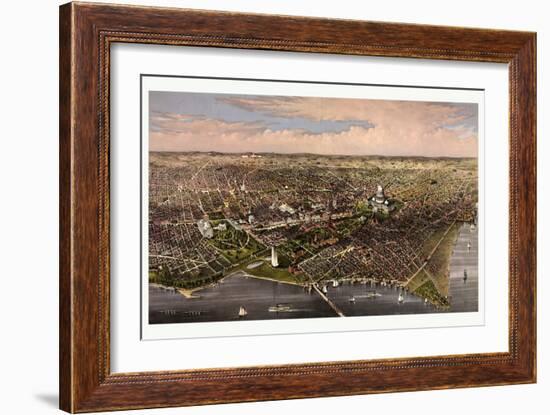 The City of Washington Birds Eye View from the Potomac, Looking North, Circa 1880, USA, America-Currier & Ives-Framed Giclee Print