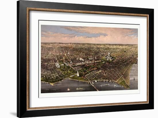 The City of Washington Birds Eye View from the Potomac, Looking North, Circa 1880, USA, America-Currier & Ives-Framed Giclee Print