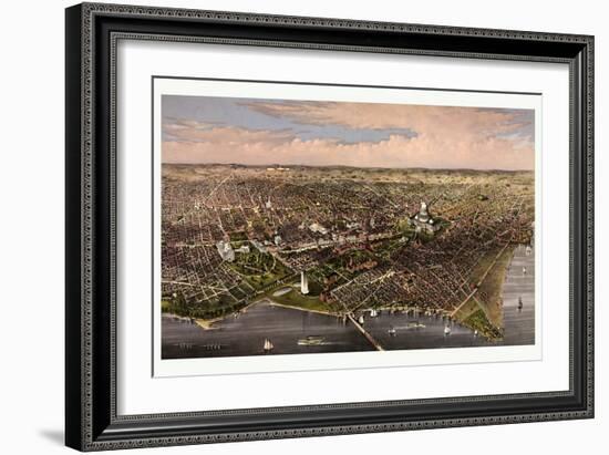 The City of Washington Birds Eye View from the Potomac, Looking North, Circa 1880, USA, America-Currier & Ives-Framed Giclee Print