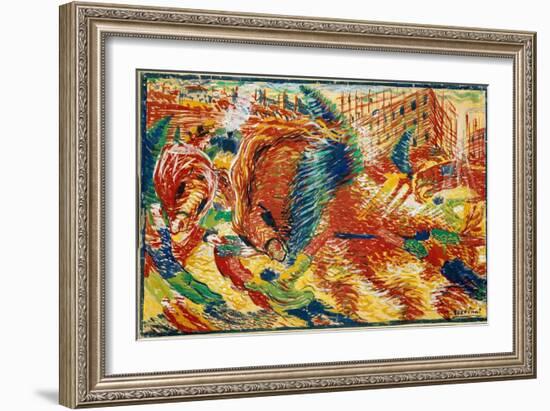 The City Rises, 1910 (Oil on Canvas)-Umberto Boccioni-Framed Giclee Print