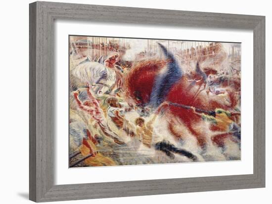 The City Rises, 1910-Umberto Boccioni-Framed Giclee Print