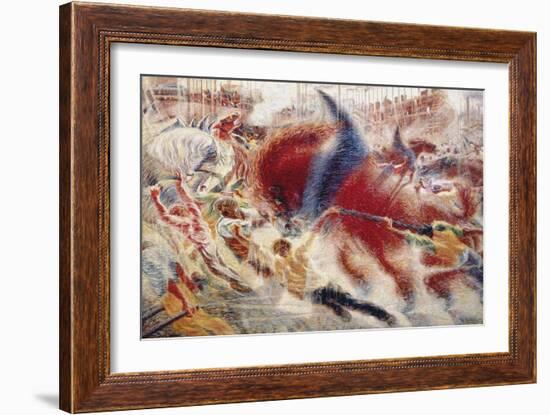 The City Rises, 1910-Umberto Boccioni-Framed Giclee Print