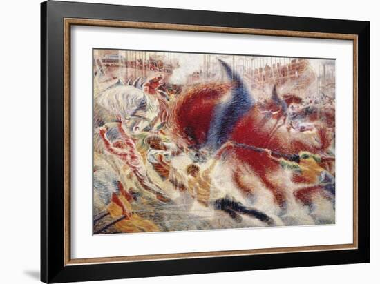 The City Rises, 1910-Umberto Boccioni-Framed Giclee Print