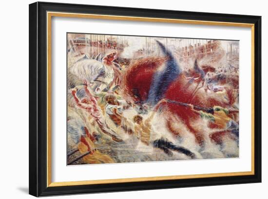 The City Rises, 1910-Umberto Boccioni-Framed Giclee Print