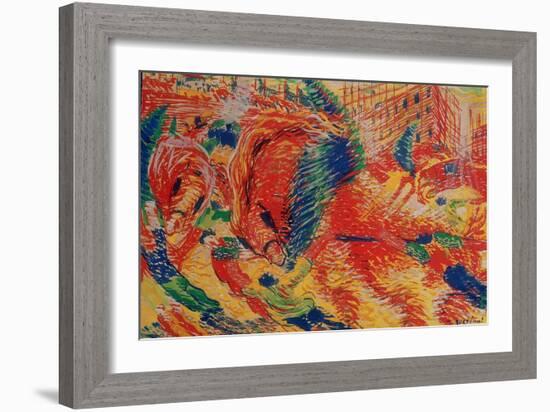 The City Rises, 1911-Umberto Boccioni-Framed Giclee Print