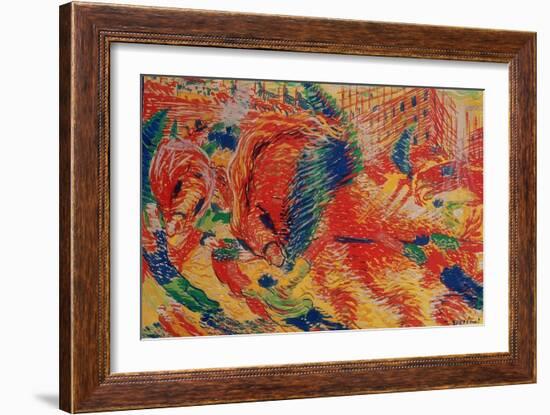 The City Rises, 1911-Umberto Boccioni-Framed Giclee Print