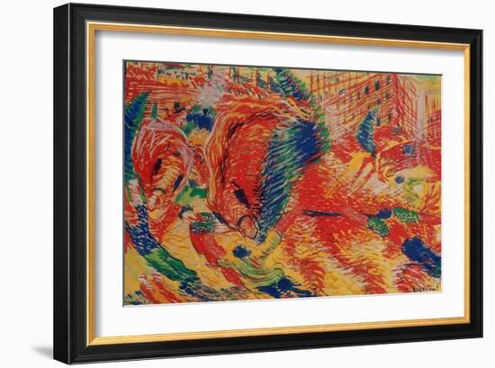 The City Rises, 1911-Umberto Boccioni-Framed Giclee Print