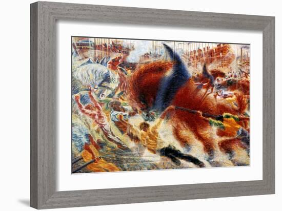 The City Rises, 1911-Umberto Boccioni-Framed Giclee Print