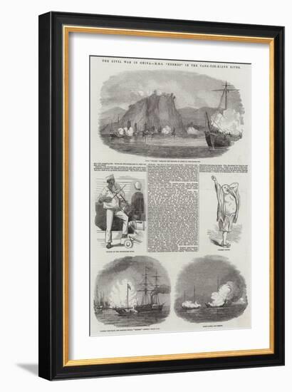 The Civil War in China, HMS Hermes in the Yang-Tze-Kiang River-null-Framed Giclee Print