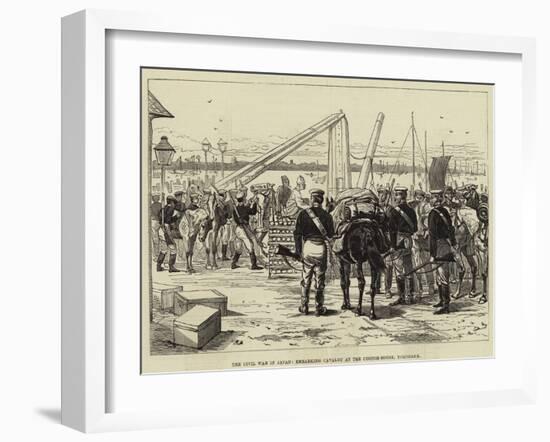 The Civil War in Japan, Embarking Cavalry at the Custom-House, Yokohama-null-Framed Giclee Print