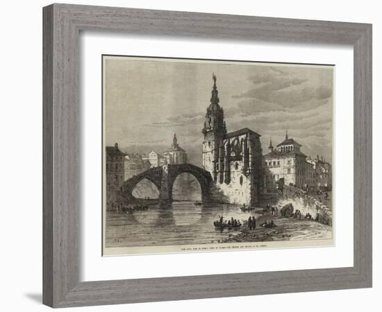 The Civil War in Spain, View in Bilbao, the Church and Bridge of St Antonio-null-Framed Giclee Print