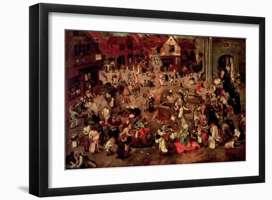 The Clash Between Careme and Mardi-Gras-Pieter Brueghel the Younger-Framed Giclee Print